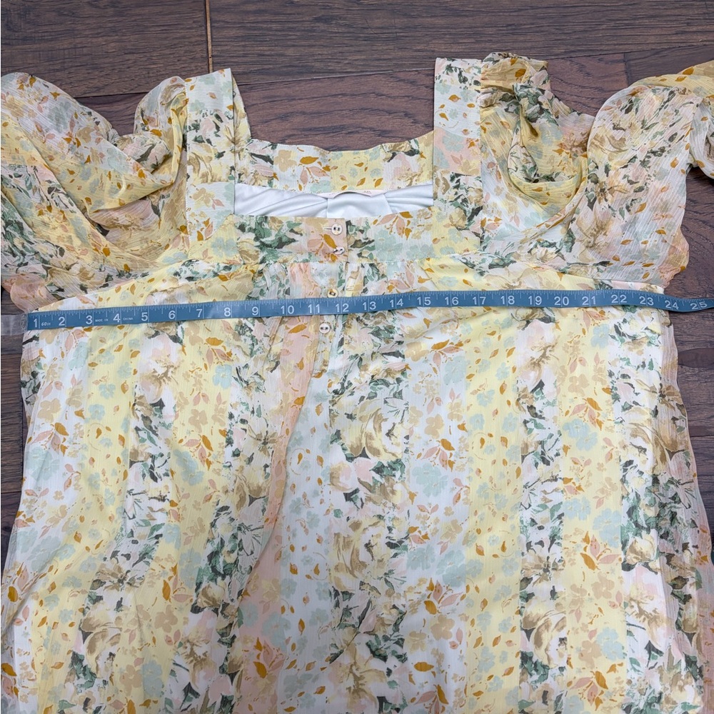 LC Lauren Conrad Floral Boho Blouse size XXL Sheer Long Sleeve Peasant Top(A465) - Picture 13 of 16